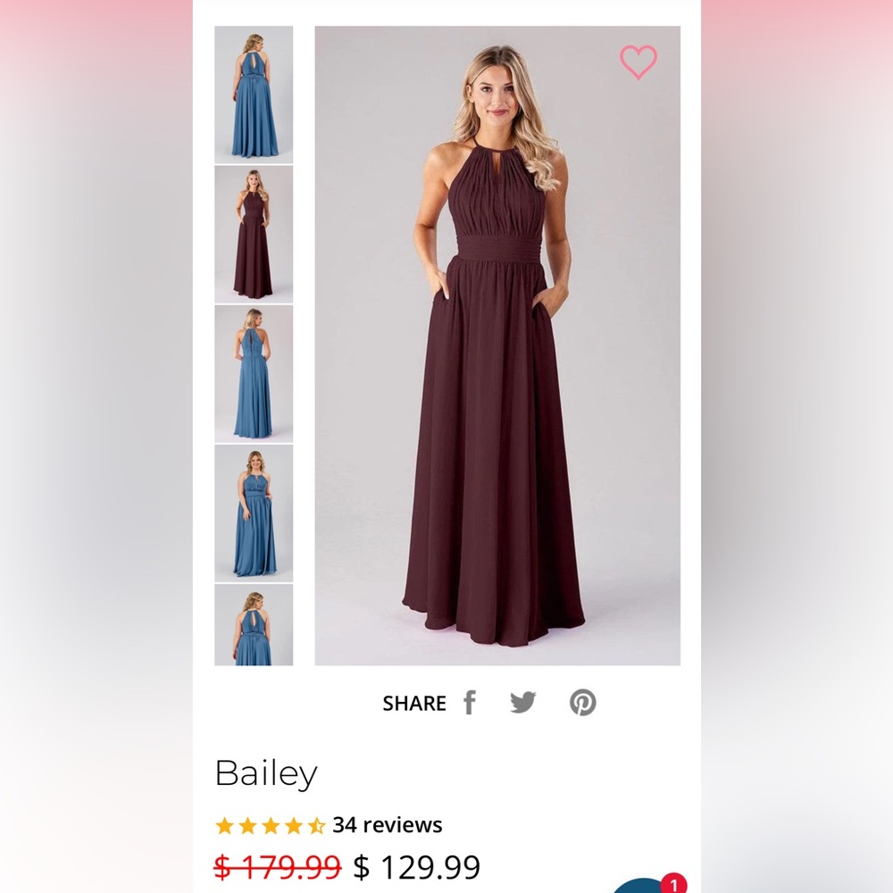 Kennedy Blue Bailey Bordeaux Bridesmaid Dress- Size 6